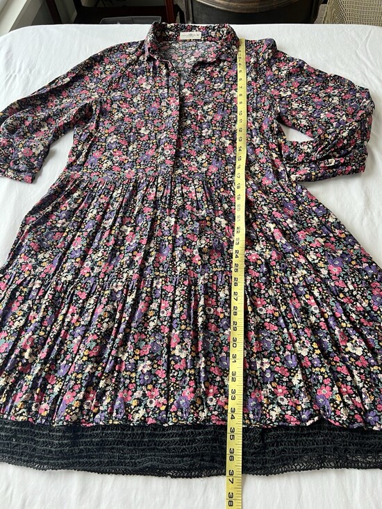 Natural Life Midi Dress Dark Floral Long Sleeve Med Cottage Boho - Picture 7 of 9